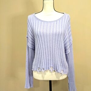 Lavender distressed sweater